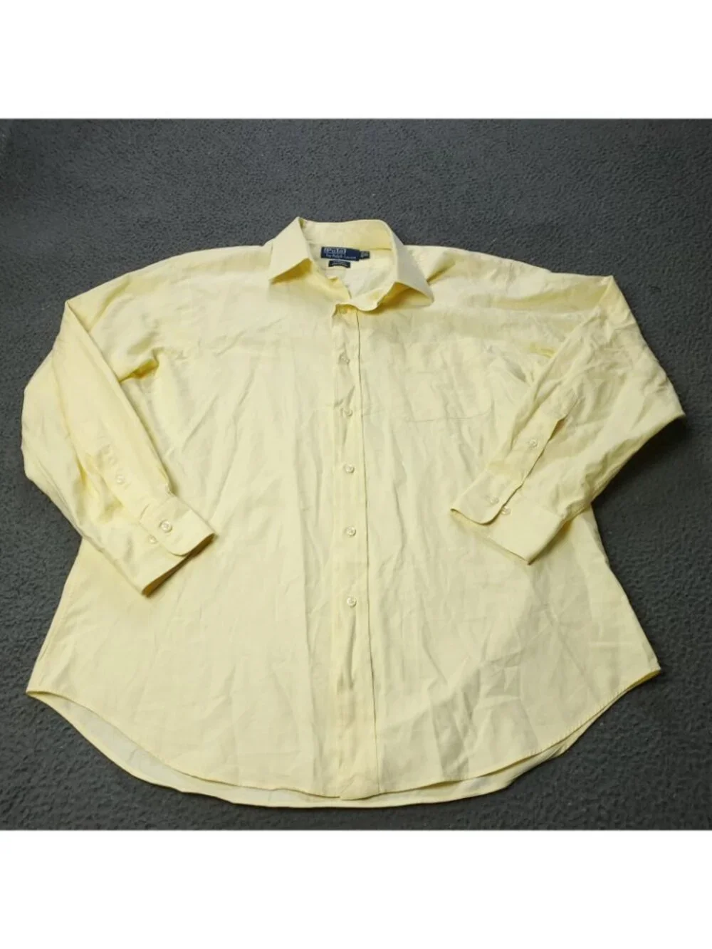 Polo Ralph Lauren Button Shirt Men 16.5 32/33 Sleeve Yellow Cotton Casual Pocket